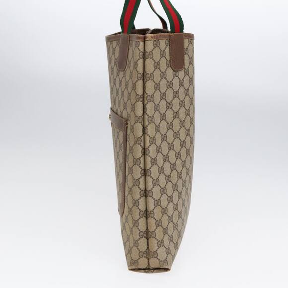 GUCCI GG Supreme Web Sherry Line Tote Bag Pvc Beige 001 080 494 - Picture 4 of 16